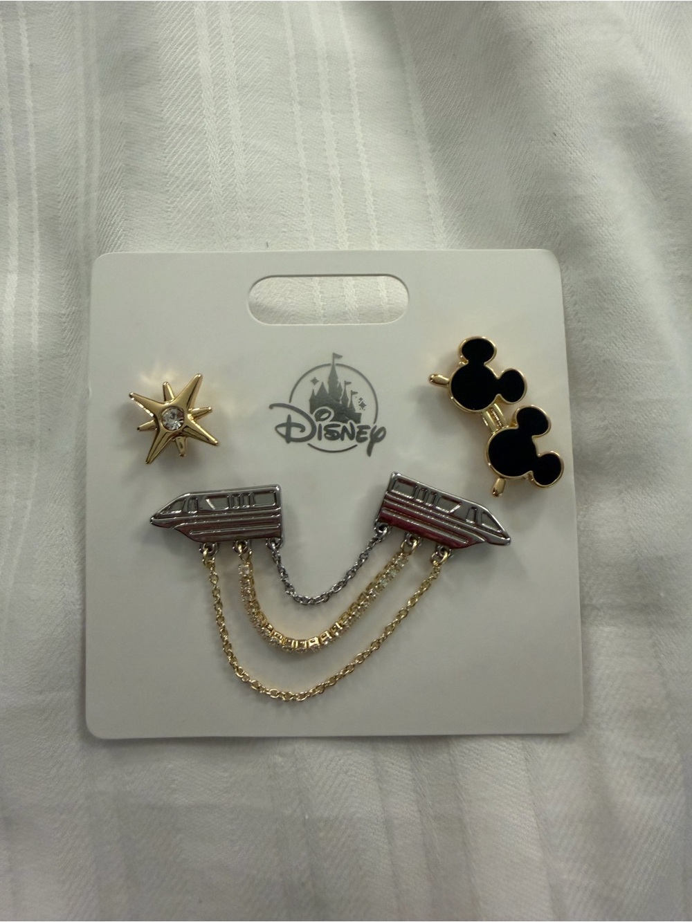 Disney Gold and Black Monorail & Mickey brooch Pin Set